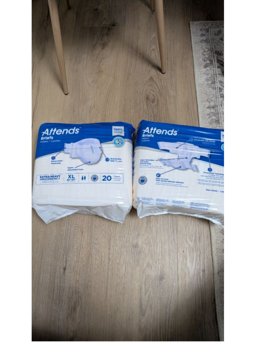Attends DDP40 Adult Briefs XL Extra Heavy Absorb 20 Ct Lot of 2 Sealed 40 Total